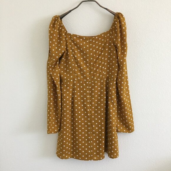 Whiteroom + Cactus Womens M Above Knee Dress Mustard Yellow & White Polka Dots - Picture 11 of 16